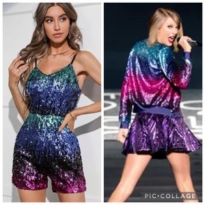 SHEIN Colorblock Sequin Romper ~ ERAS TOUR Outfit!
